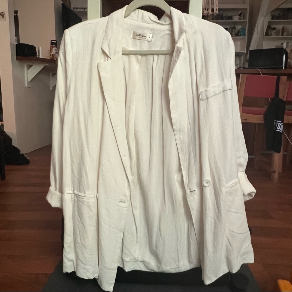 White linen blazer